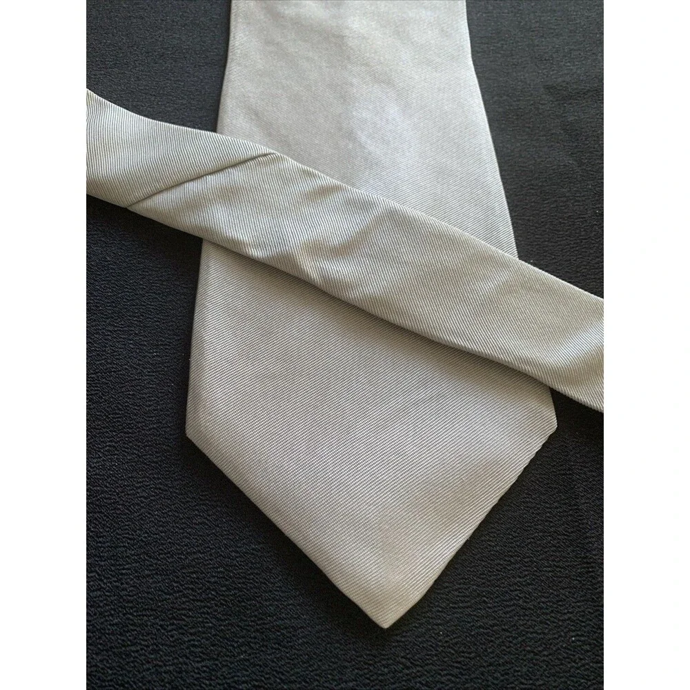 Vintage 90s Tom James Silk Neck Tie Silver Gray NOS Designer Executive Corpcore